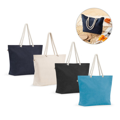 ATHENS. Beach bag in recycled cotton (70) and recycled polyester (30) (220 g/m²)